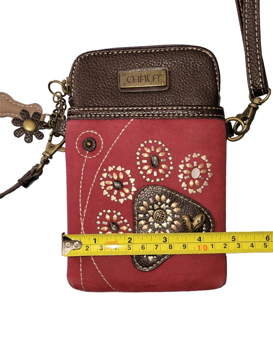 Chala Paw Print Cell Phone Crossbody Bag Maroon/Burgundy - EUC - Picture 9 of 11